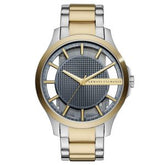 Armani Exchange Men’s Quartz Two Tone Stainless Steel Grey Skeleton Dial 46mm Watch AX2403